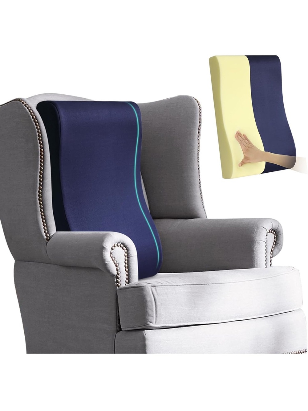 Ergonomic Navy Lumbar Support Cushion Cover